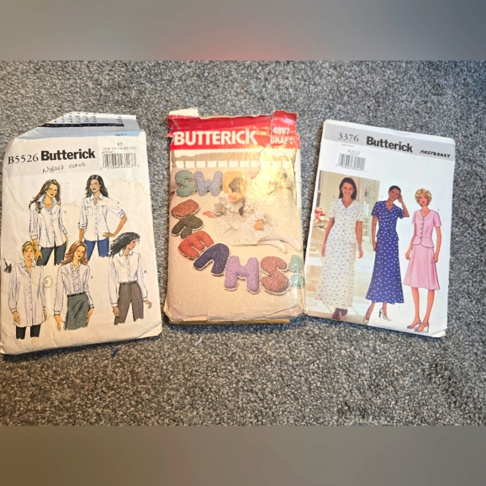 Butterick Vintage Patterns Lot Of 3